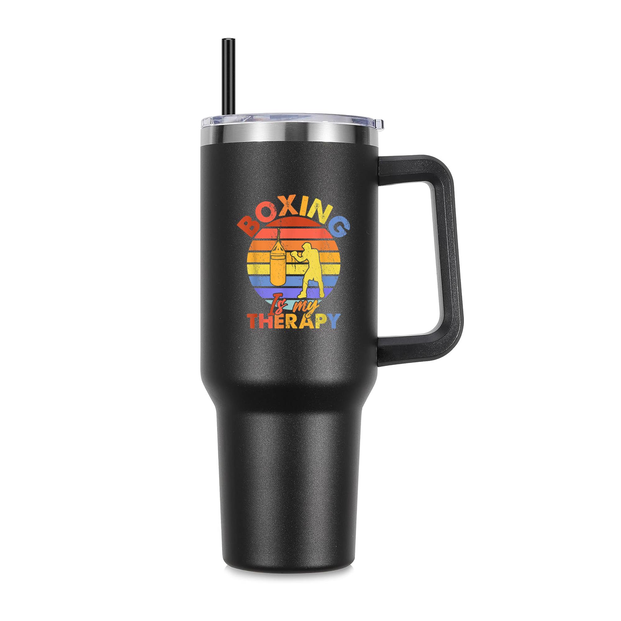 Boxing Is My Therapy 40oz Stainless Steel Tumbler - Image 4