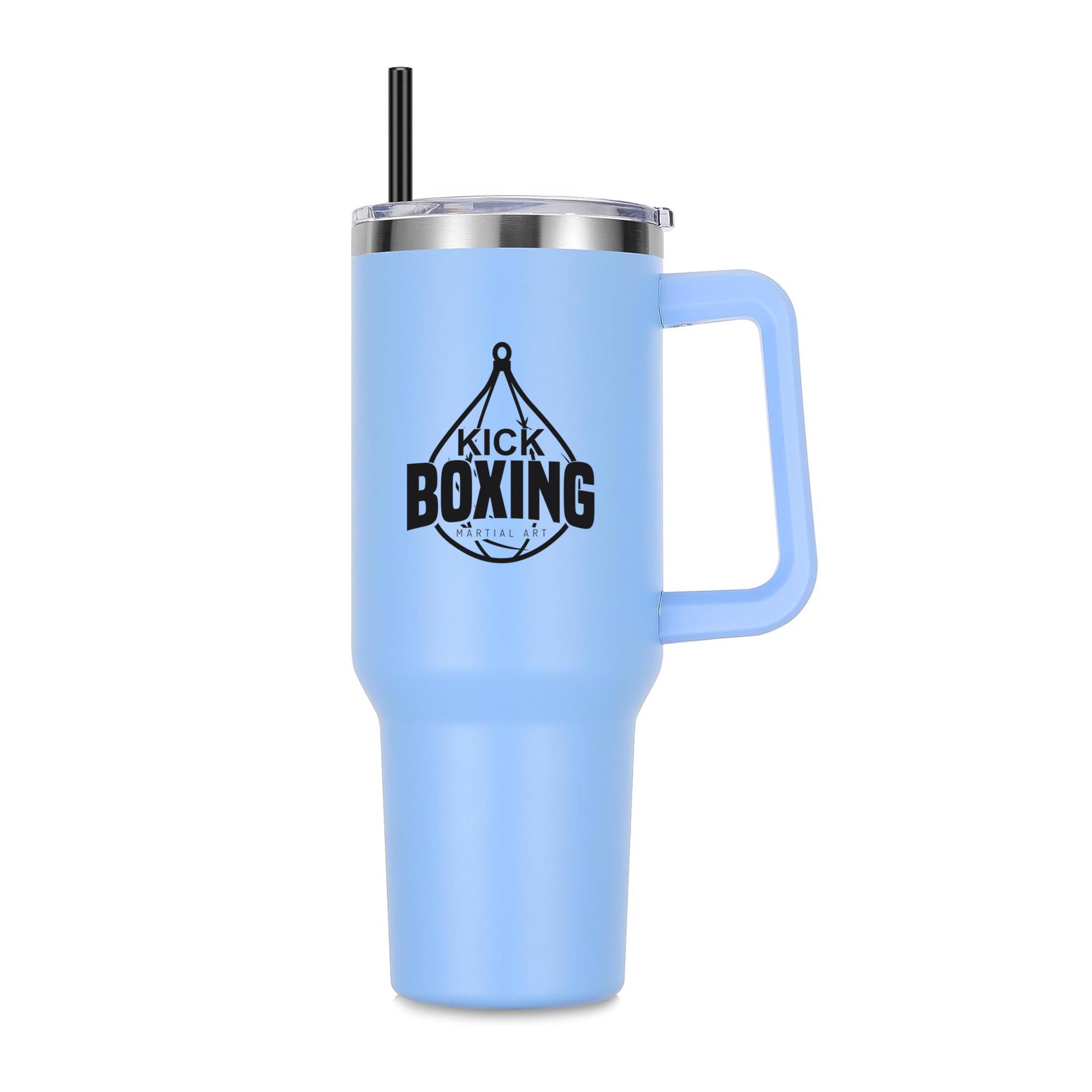 Boxing Kickboxing Fight Logo Badge Label 40oz Stainless Steel Tumbler
