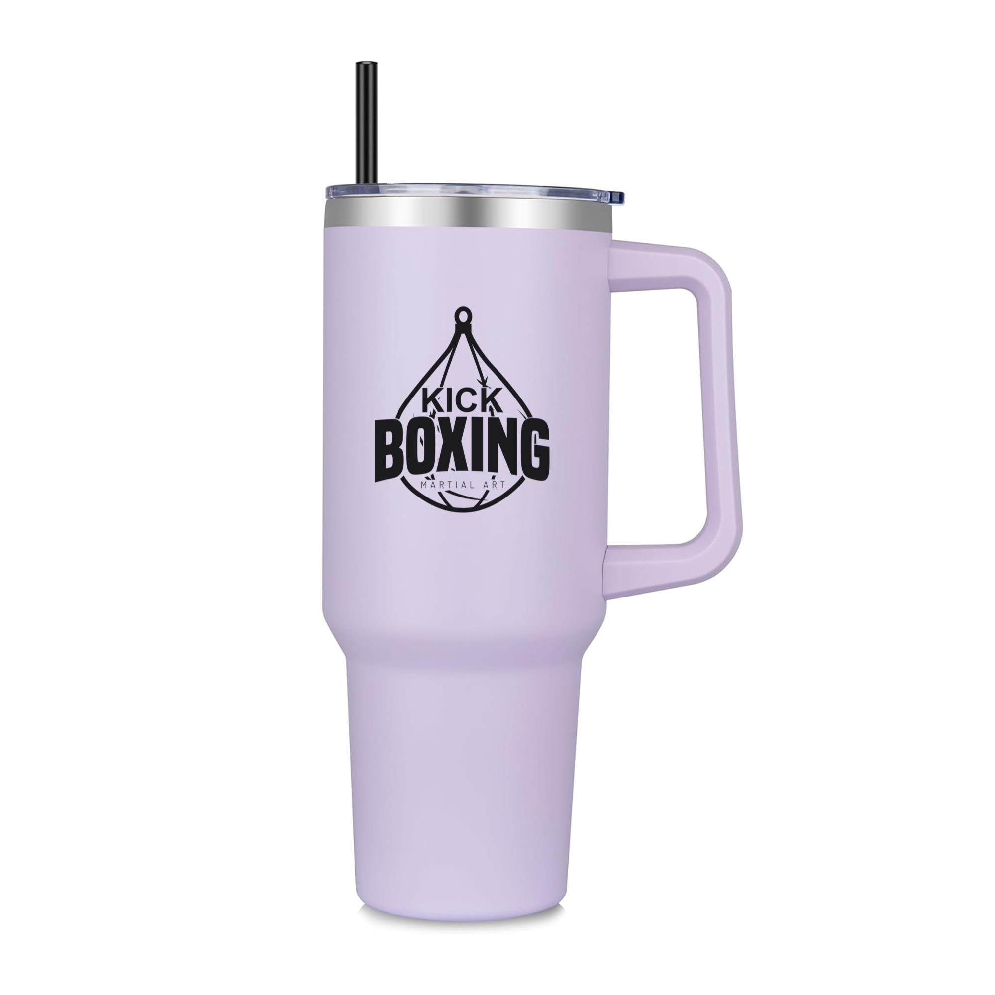 Boxing Kickboxing Fight Logo Badge Label 40oz Stainless Steel Tumbler - Image 2