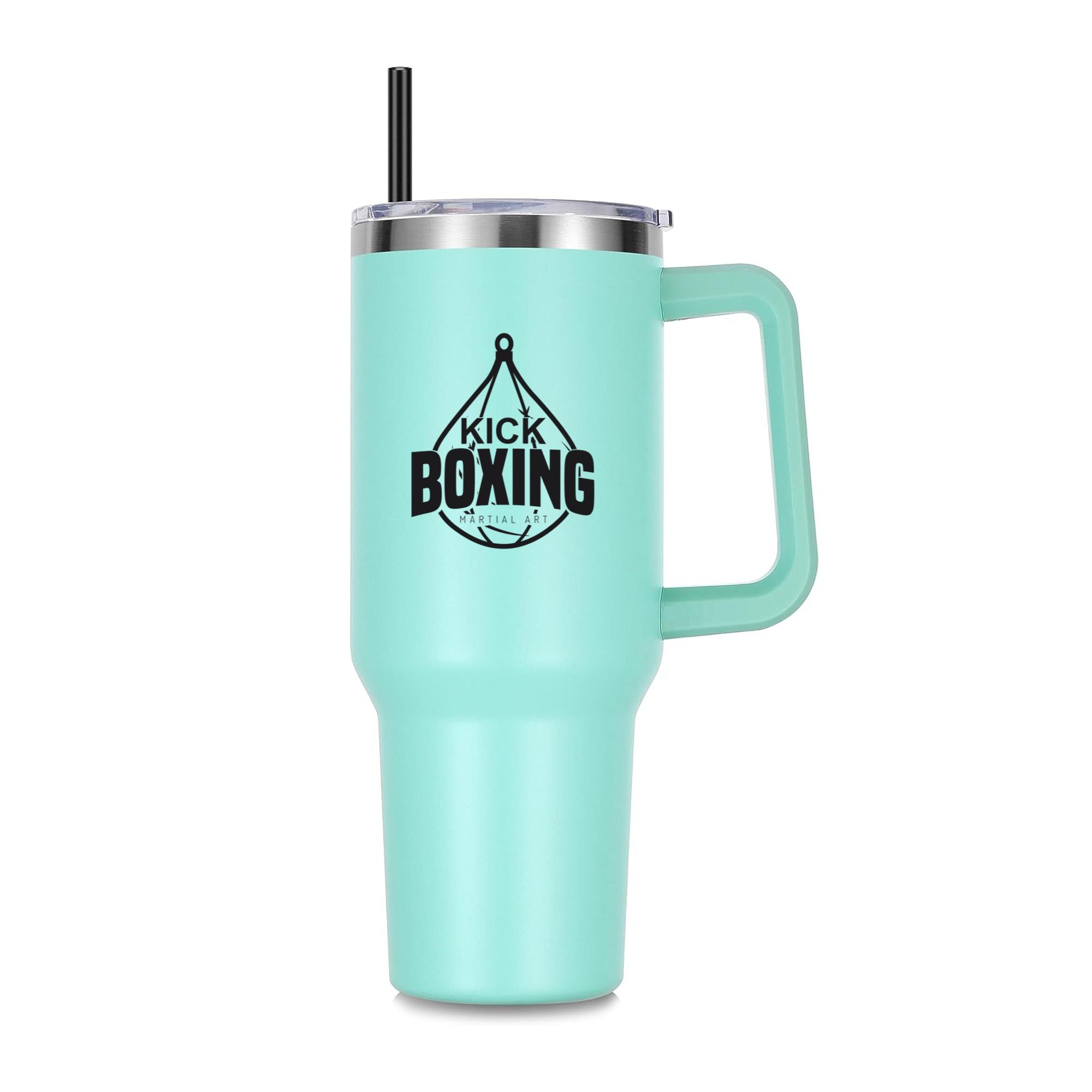 Boxing Kickboxing Fight Logo Badge Label 40oz Stainless Steel Tumbler - Image 3