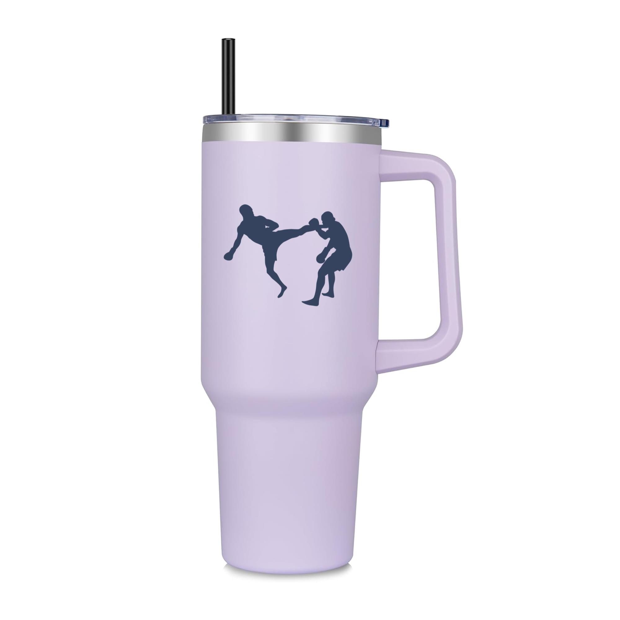 Boxing Kickboxing Fight Silhouette 40oz Stainless Steel Tumbler - Image 2
