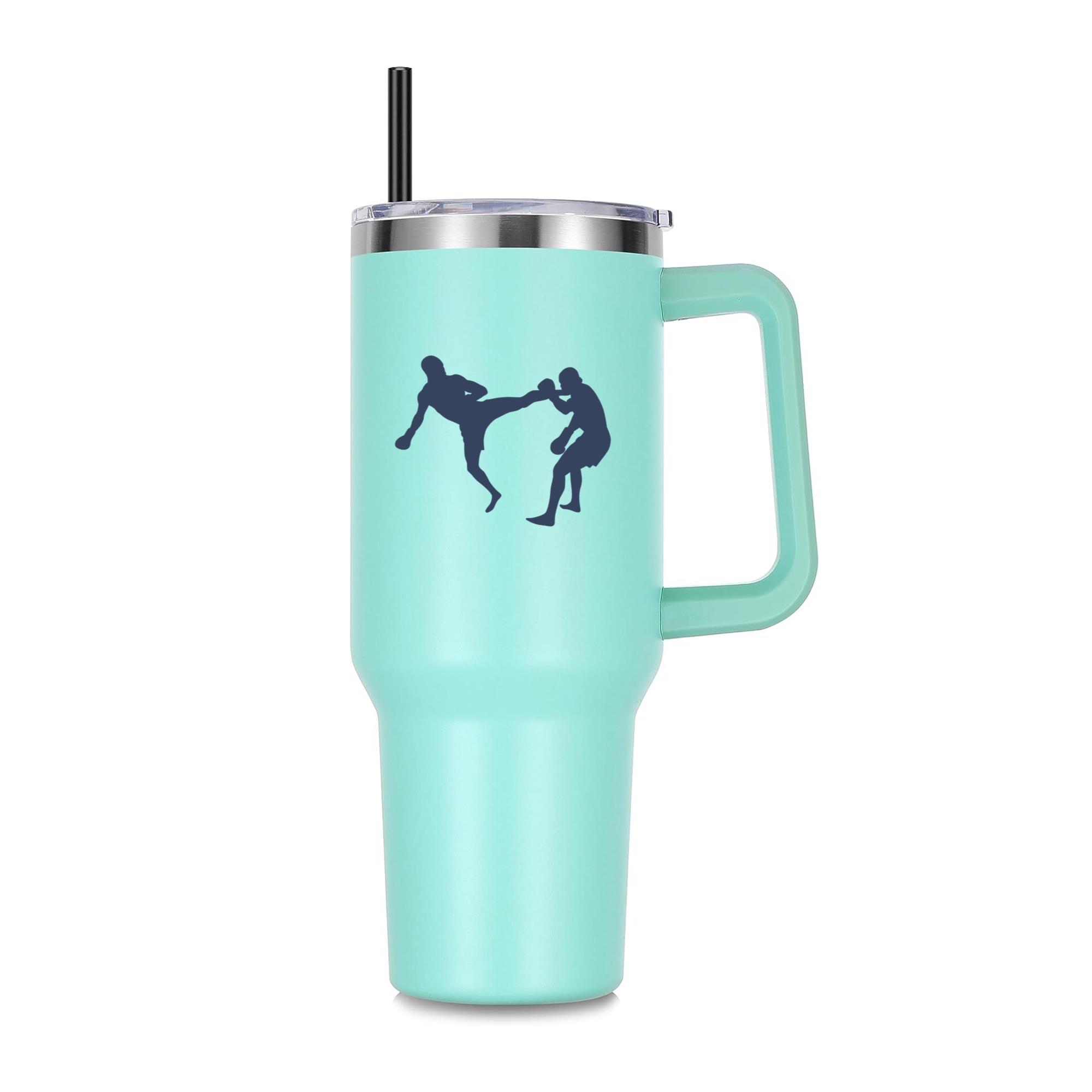 Boxing Kickboxing Fight Silhouette 40oz Stainless Steel Tumbler - Image 3