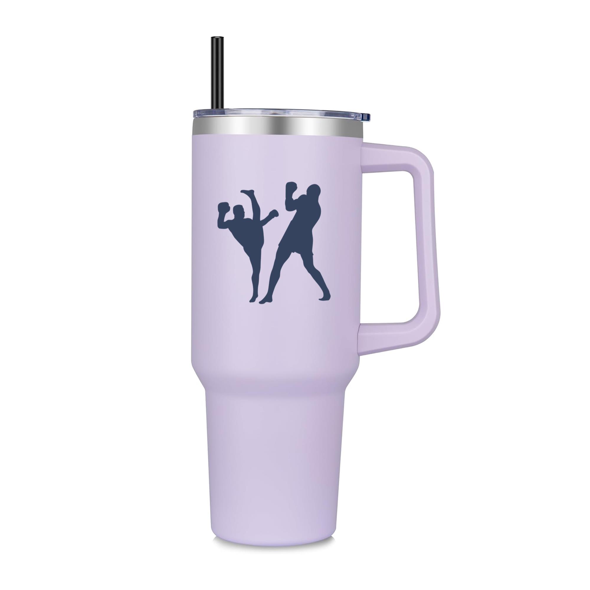 Boxing Kickboxing Silhouette Fight 40oz Stainless Steel Tumbler - Image 2