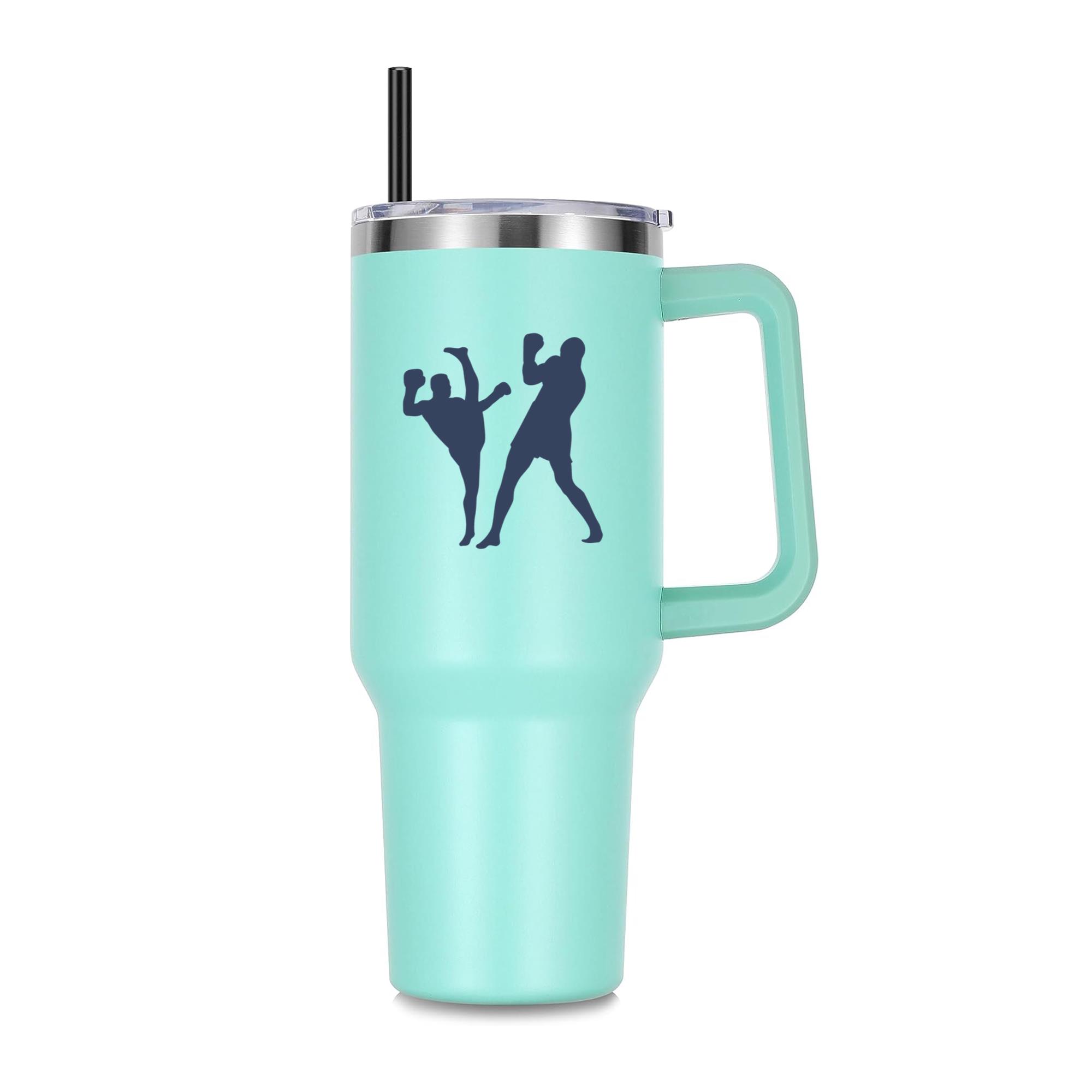 Boxing Kickboxing Silhouette Fight 40oz Stainless Steel Tumbler - Image 3