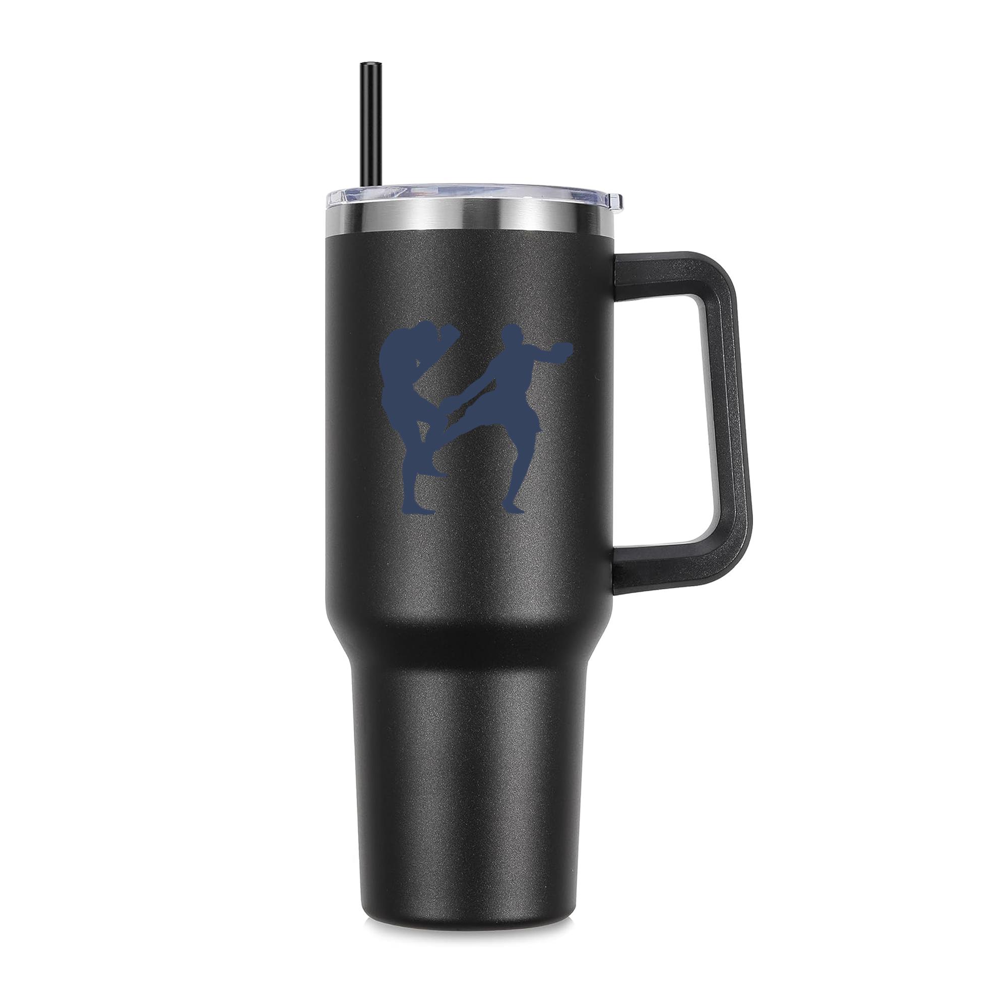 Boxing Kickboxing Sport Silhouette 40oz Stainless Steel Tumbler - Image 4