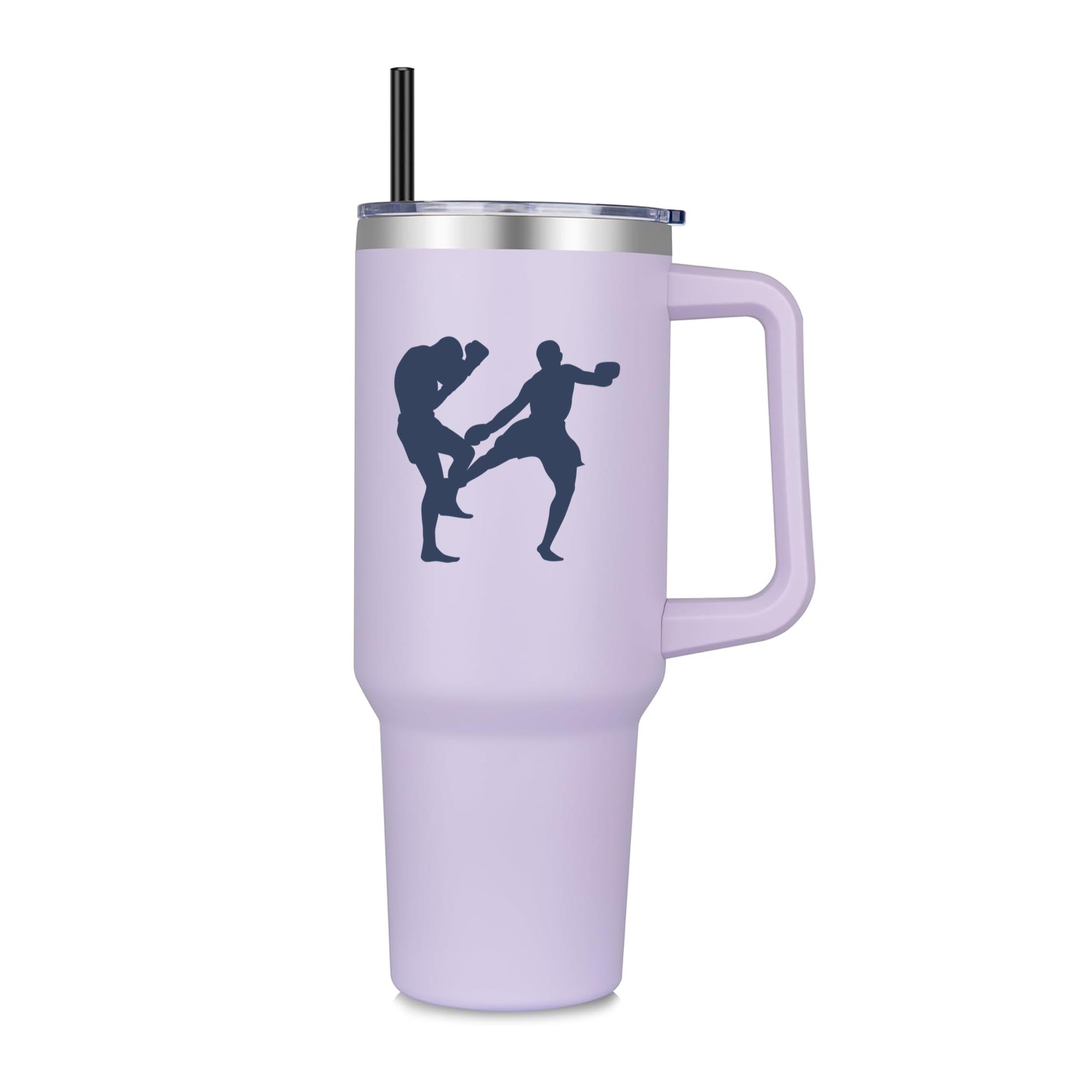 Boxing Kickboxing Sport Silhouette 40oz Stainless Steel Tumbler - Image 2
