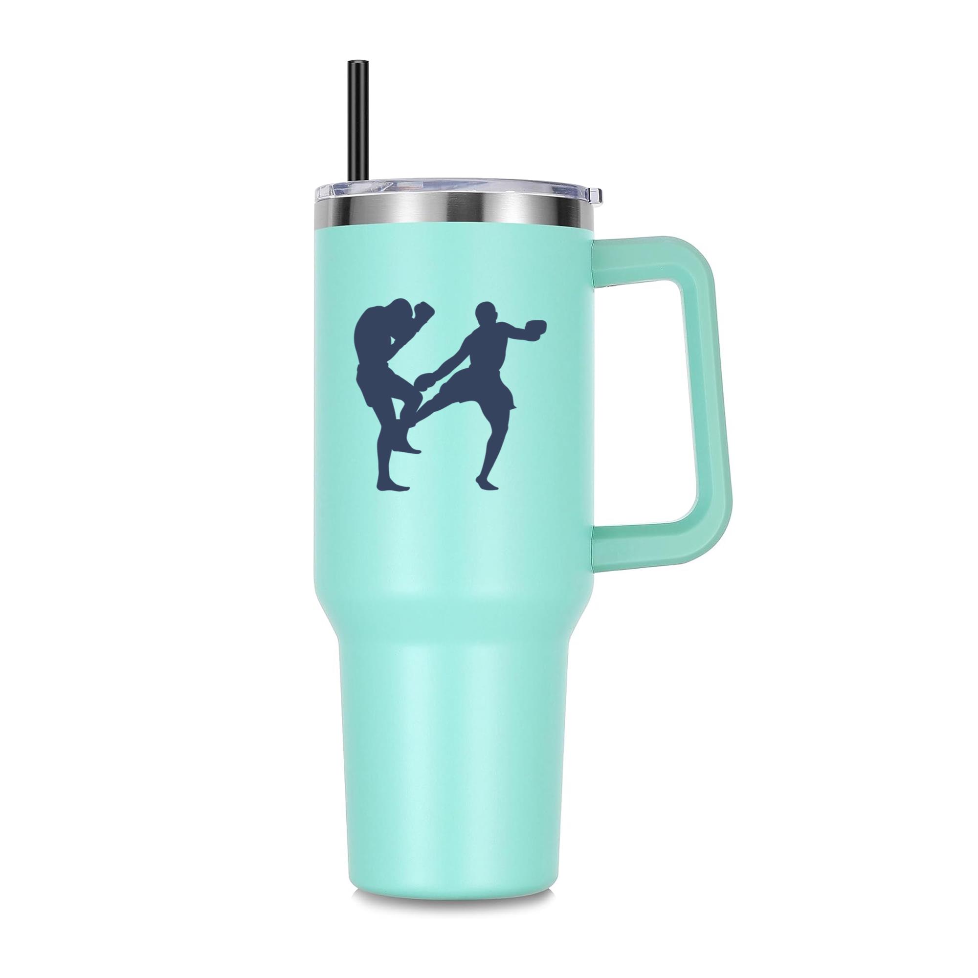 Boxing Kickboxing Sport Silhouette 40oz Stainless Steel Tumbler - Image 3