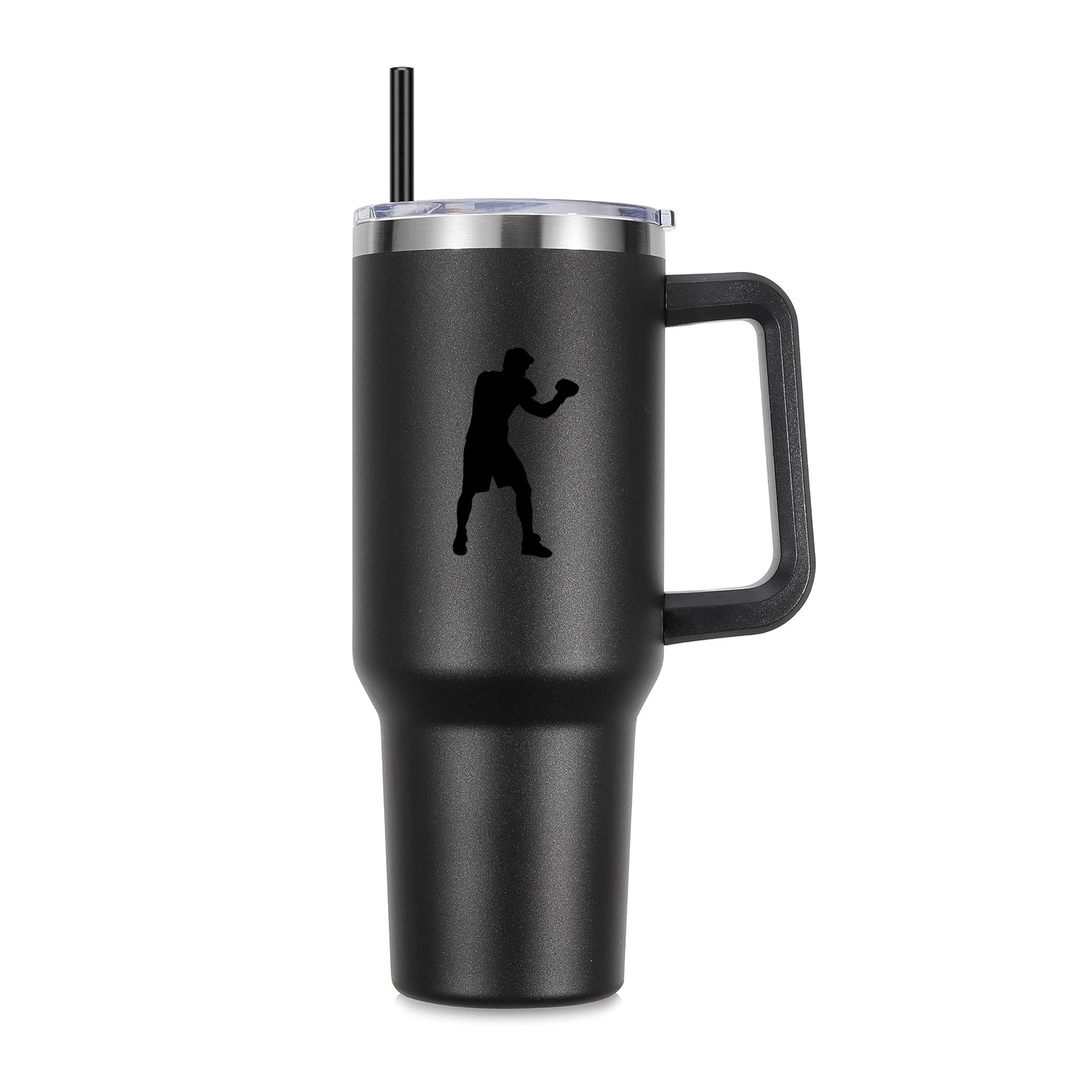 Boxing Player Guard Silhouette 40oz Stainless Steel Tumbler - Image 4