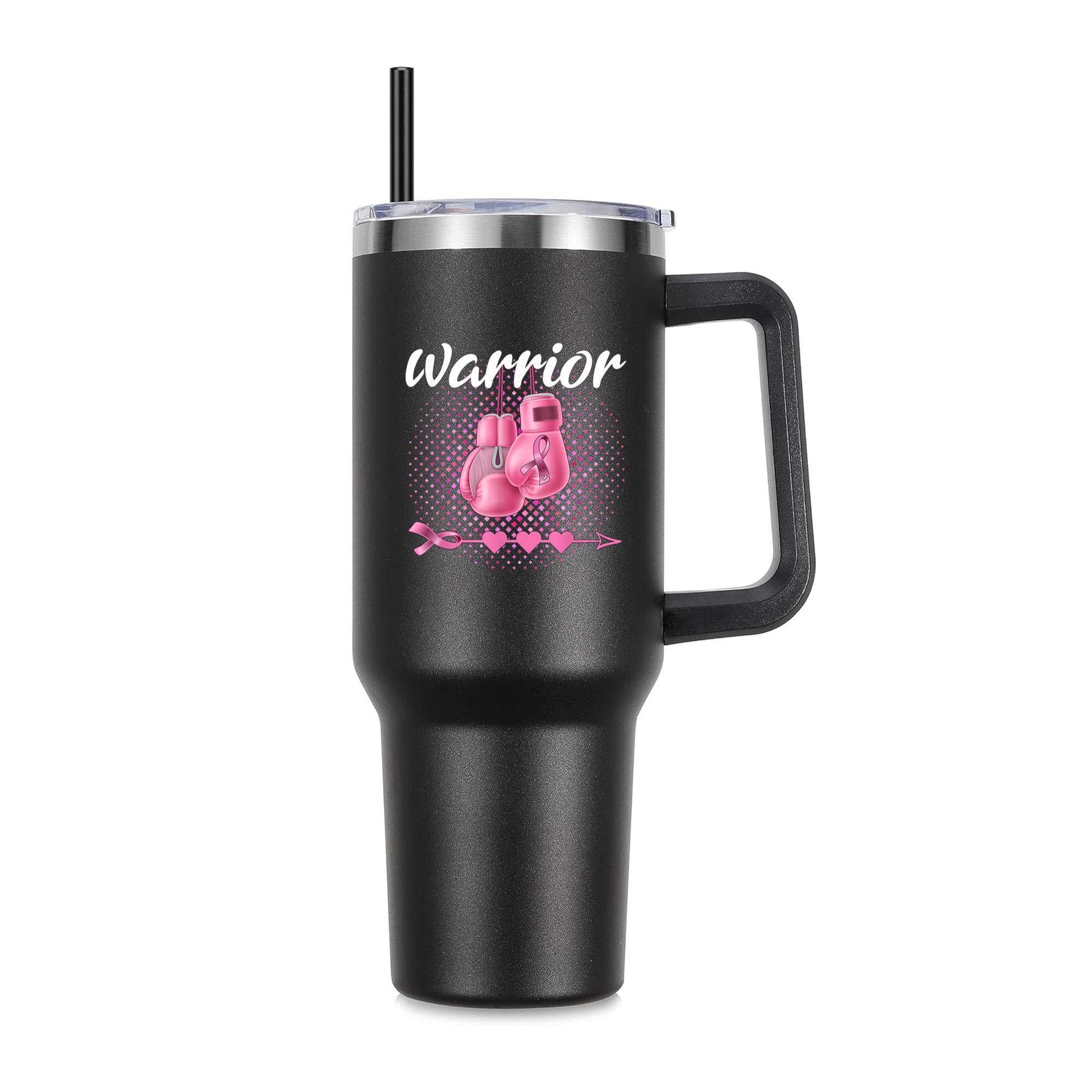 Breast Cancer Awareness Pink Boxing Gloves Warrior 40oz Stainless Steel Tumbler - Image 4