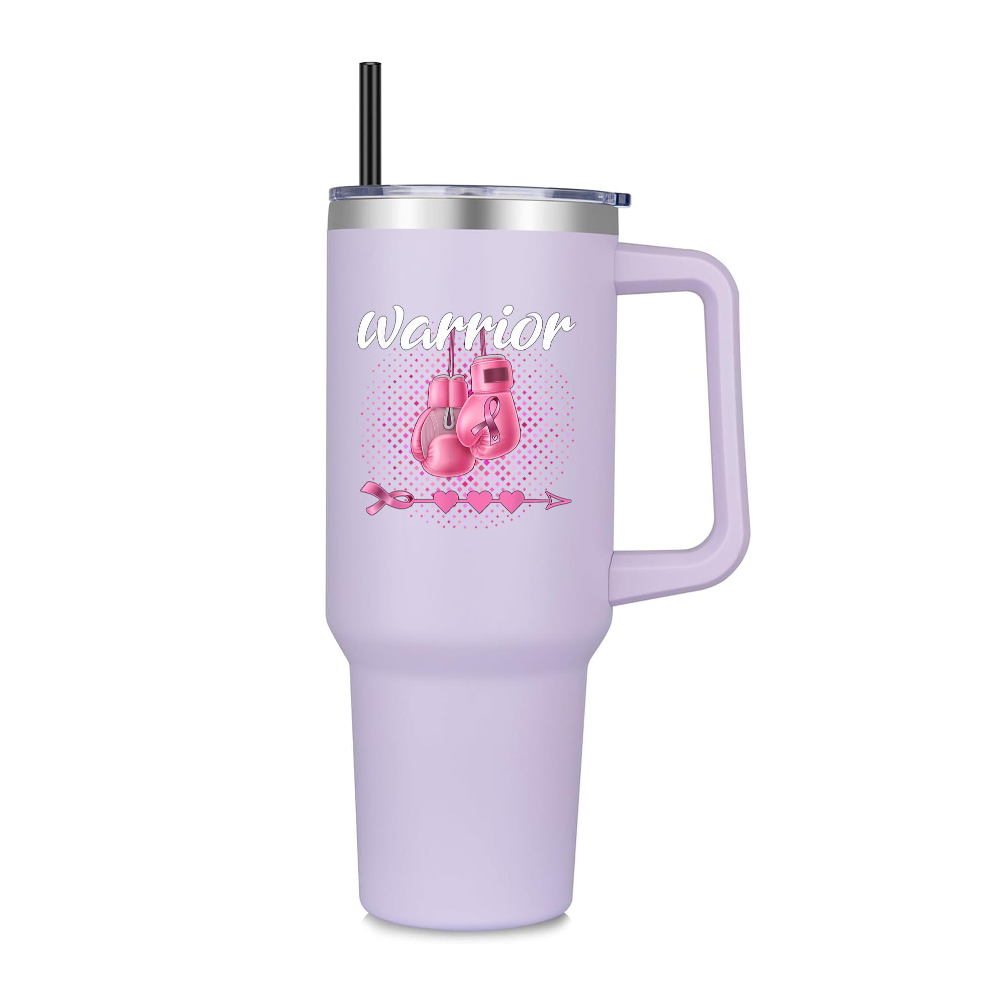 Breast Cancer Awareness Pink Boxing Gloves Warrior 40oz Stainless Steel Tumbler - Image 2