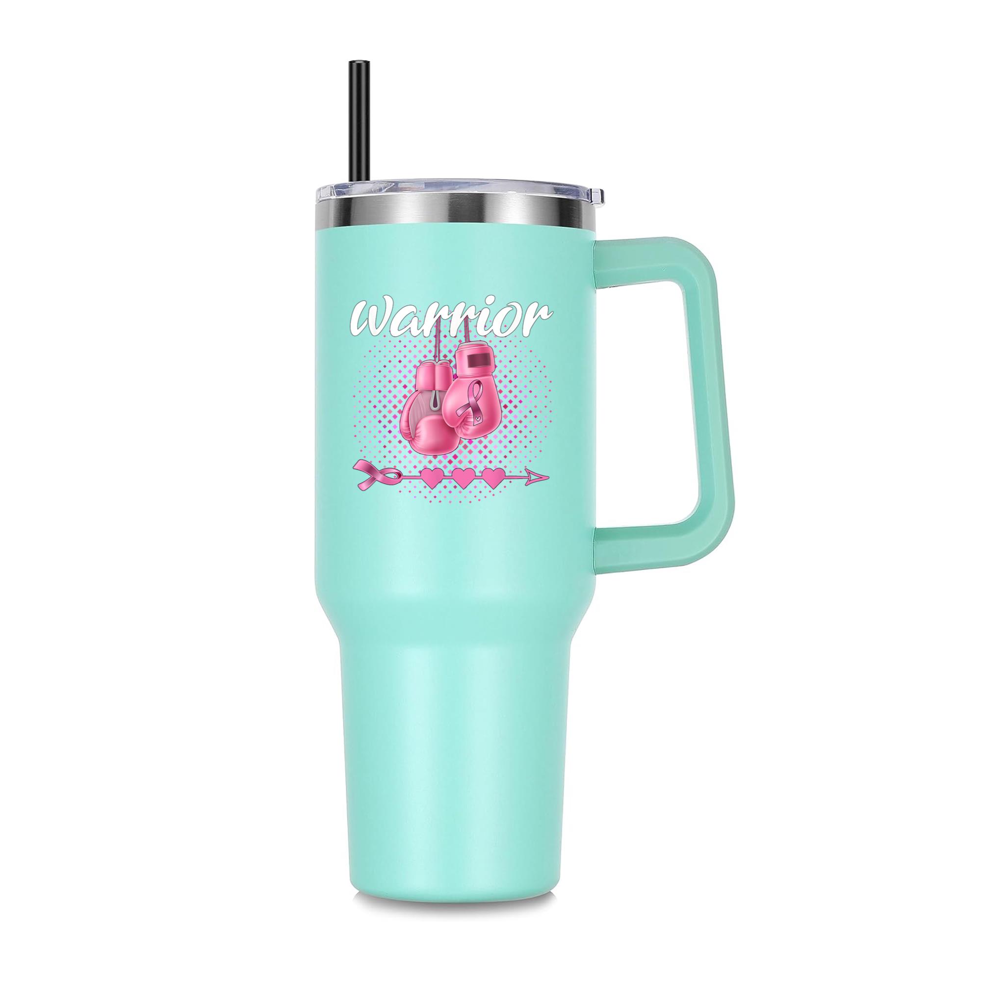 Breast Cancer Awareness Pink Boxing Gloves Warrior 40oz Stainless Steel Tumbler - Image 3