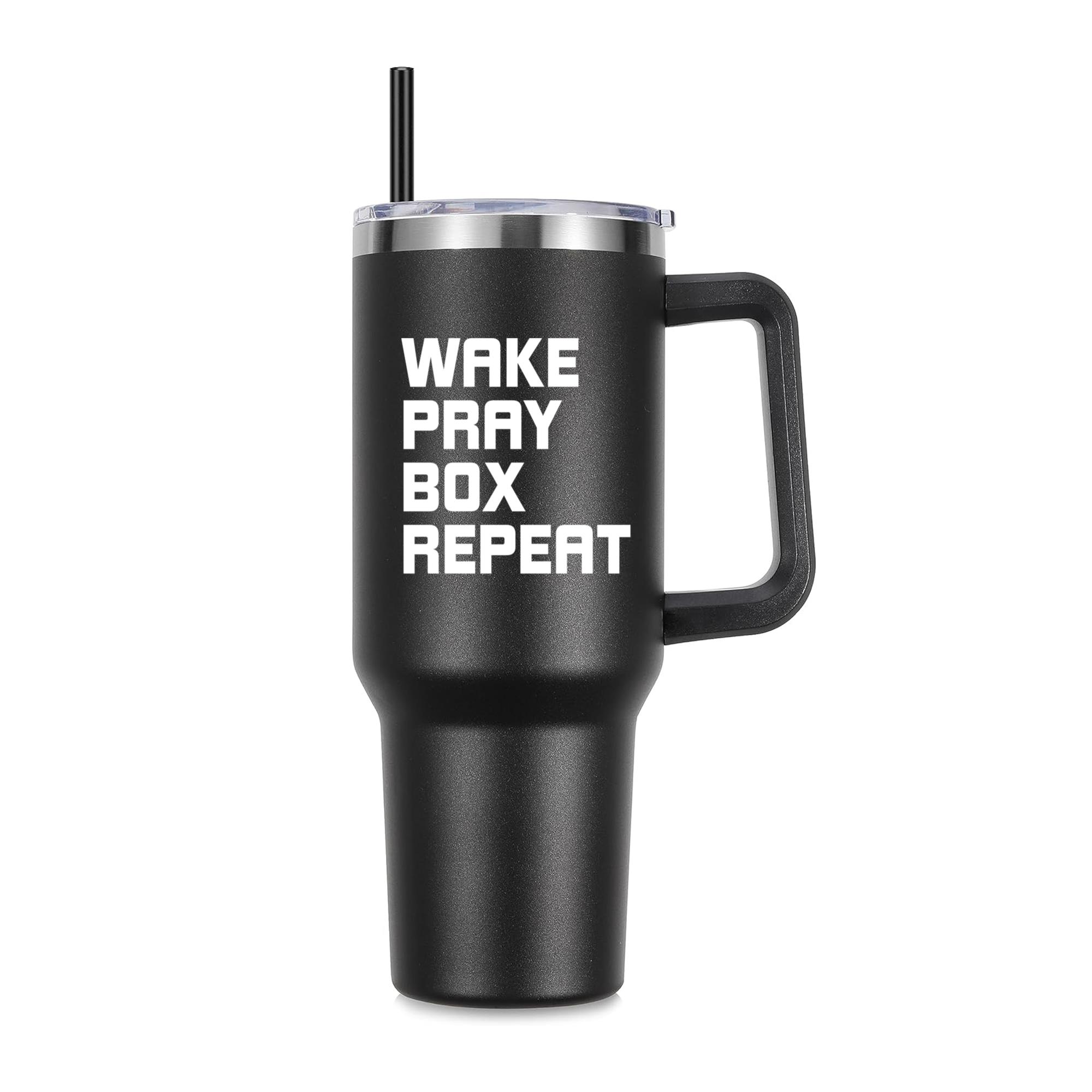 Wake Pray Box Repeat Boxing 40oz Stainless Steel Tumbler - Image 4