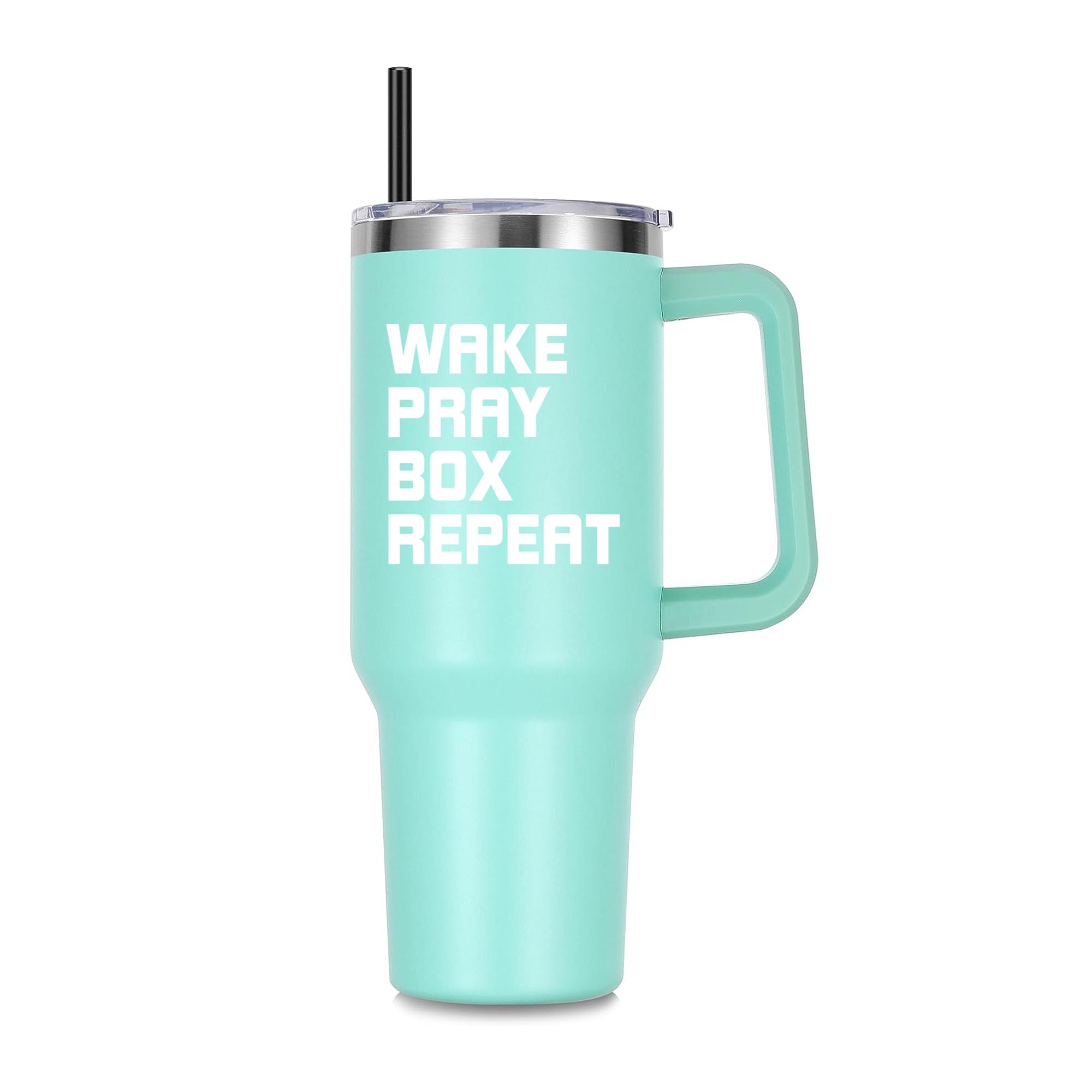 Wake Pray Box Repeat Boxing 40oz Stainless Steel Tumbler - Image 3
