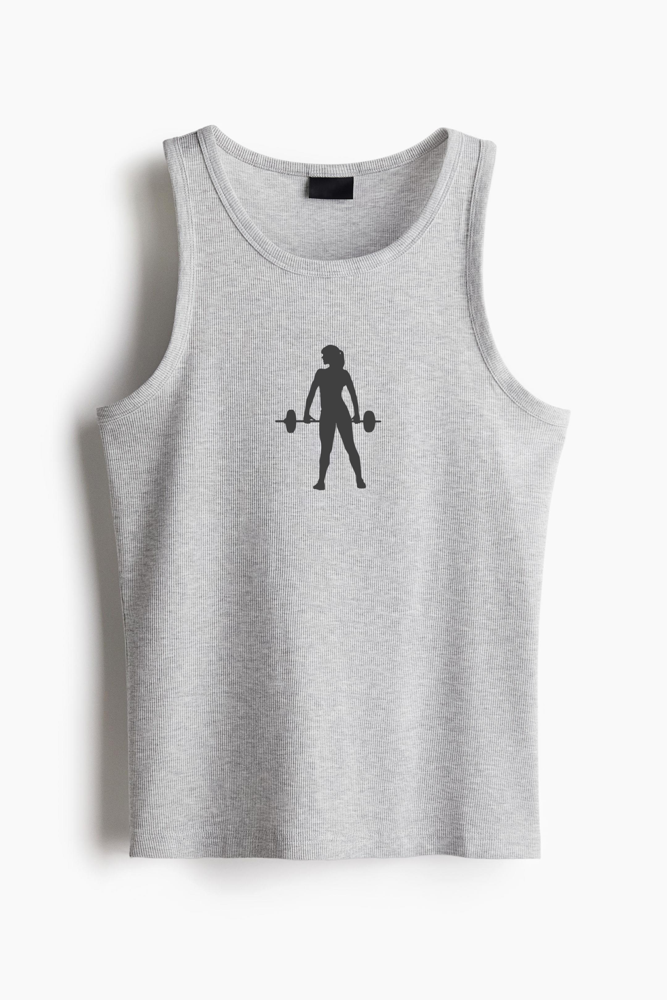 Woman Holding Barbell Silhouette Classic Unisex Tank Top